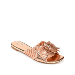 SERLINA PLEATED SLIDE SANDALS IN FOIL - Rose Gold PU