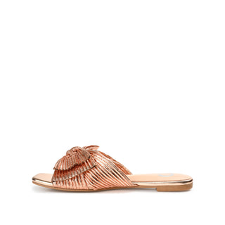 SERLINA PLEATED SLIDE SANDALS IN FOIL