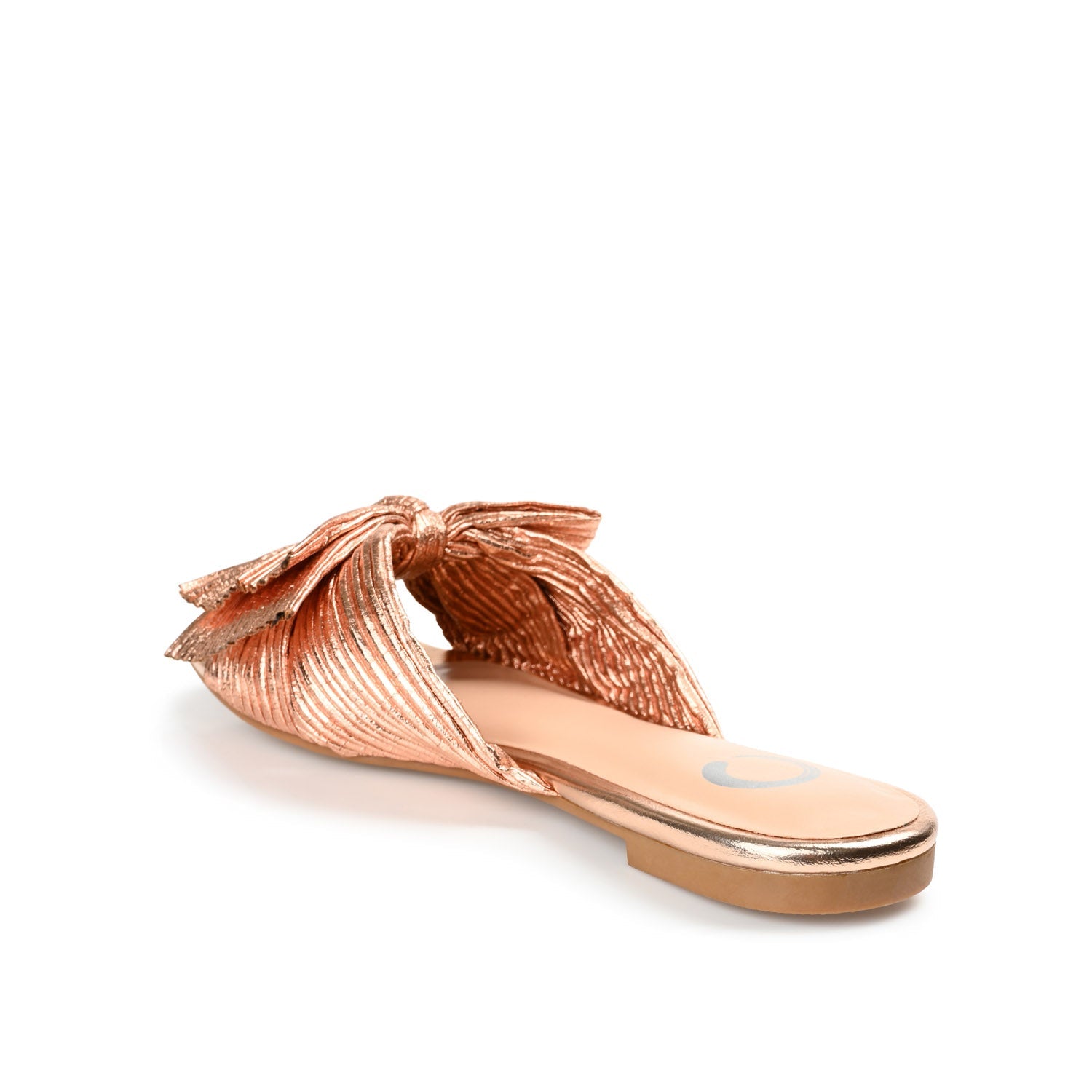 SERLINA PLEATED SLIDE SANDALS IN FOIL - Rose Gold PU