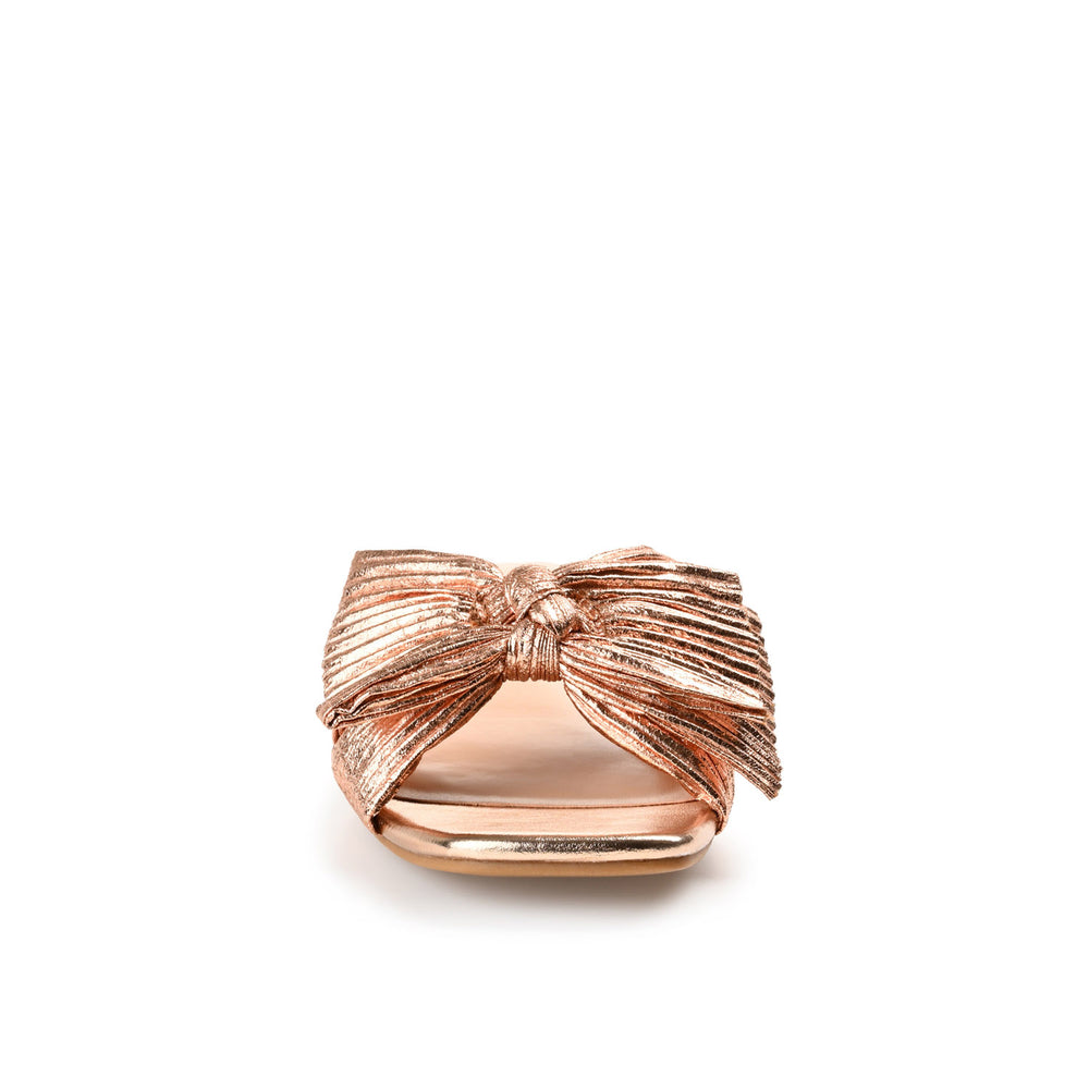 SERLINA PLEATED SLIDE SANDALS IN FOIL