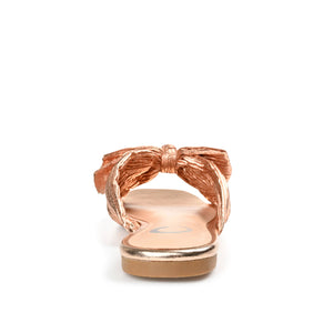 SERLINA PLEATED SLIDE SANDALS IN FOIL - Rose Gold PU