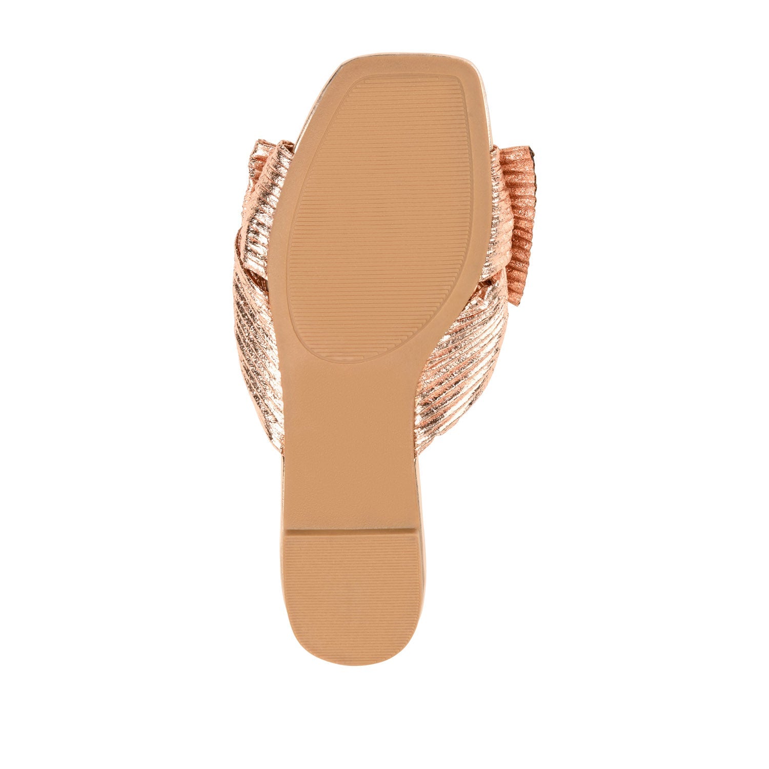 SERLINA PLEATED SLIDE SANDALS IN WIDE - Rose Gold PU