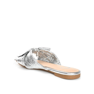 SERLINA PLEATED SLIDE SANDALS IN FOIL