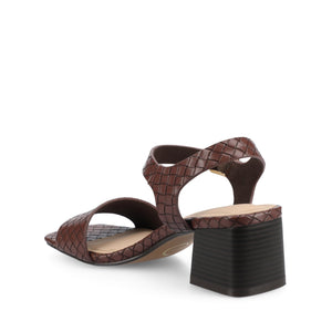 SHAINA OPEN TOE HEELS - Chocolate Woven
