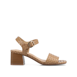 SHAINA OPEN TOE HEELS - Tan Woven