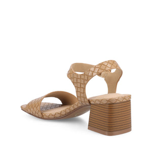SHAINA OPEN TOE HEELS - Tan Woven