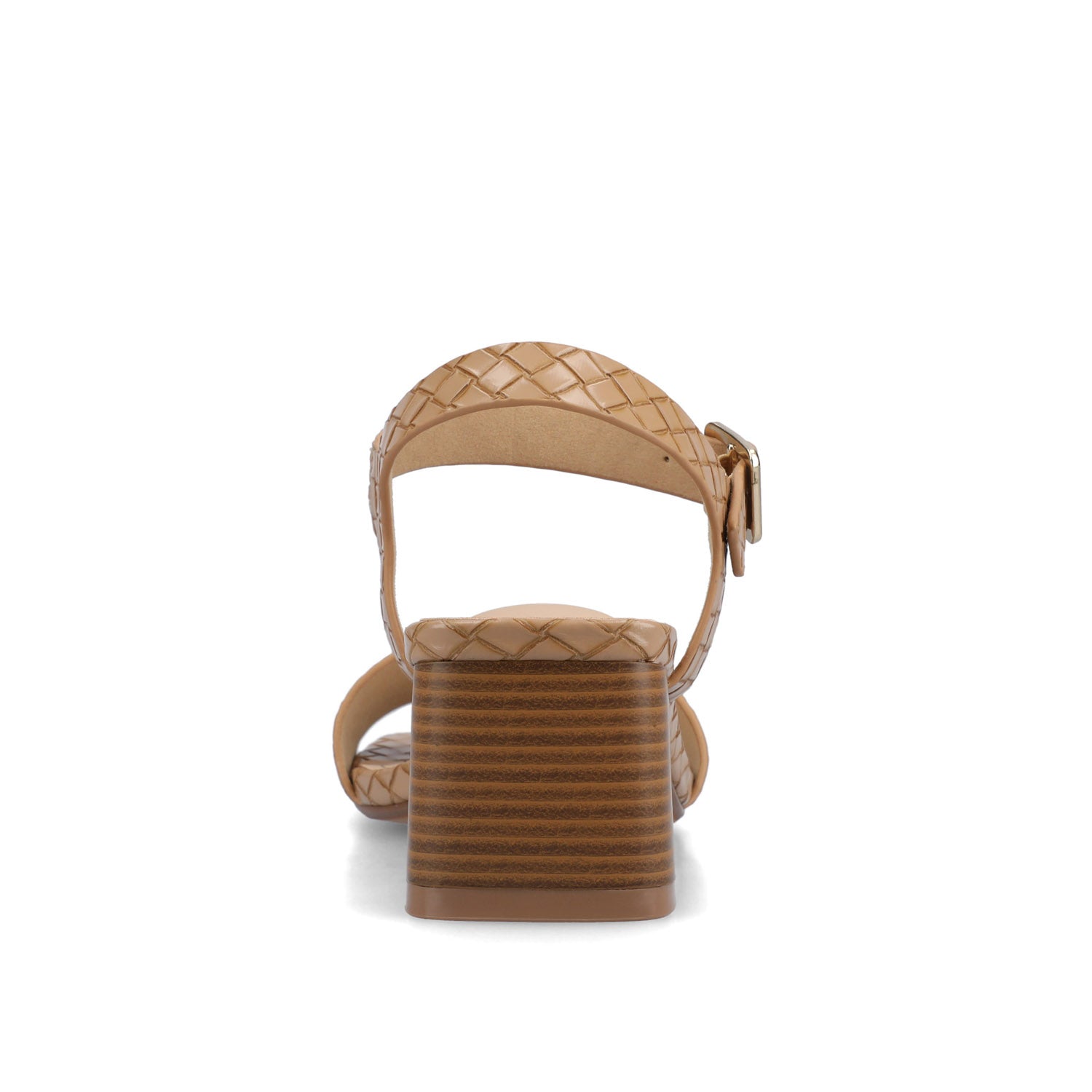 SHAINA OPEN TOE HEELS - Tan Woven