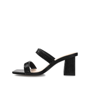 SHANDEE STRAPPY BLOCK HEELS IN FOIL - Black