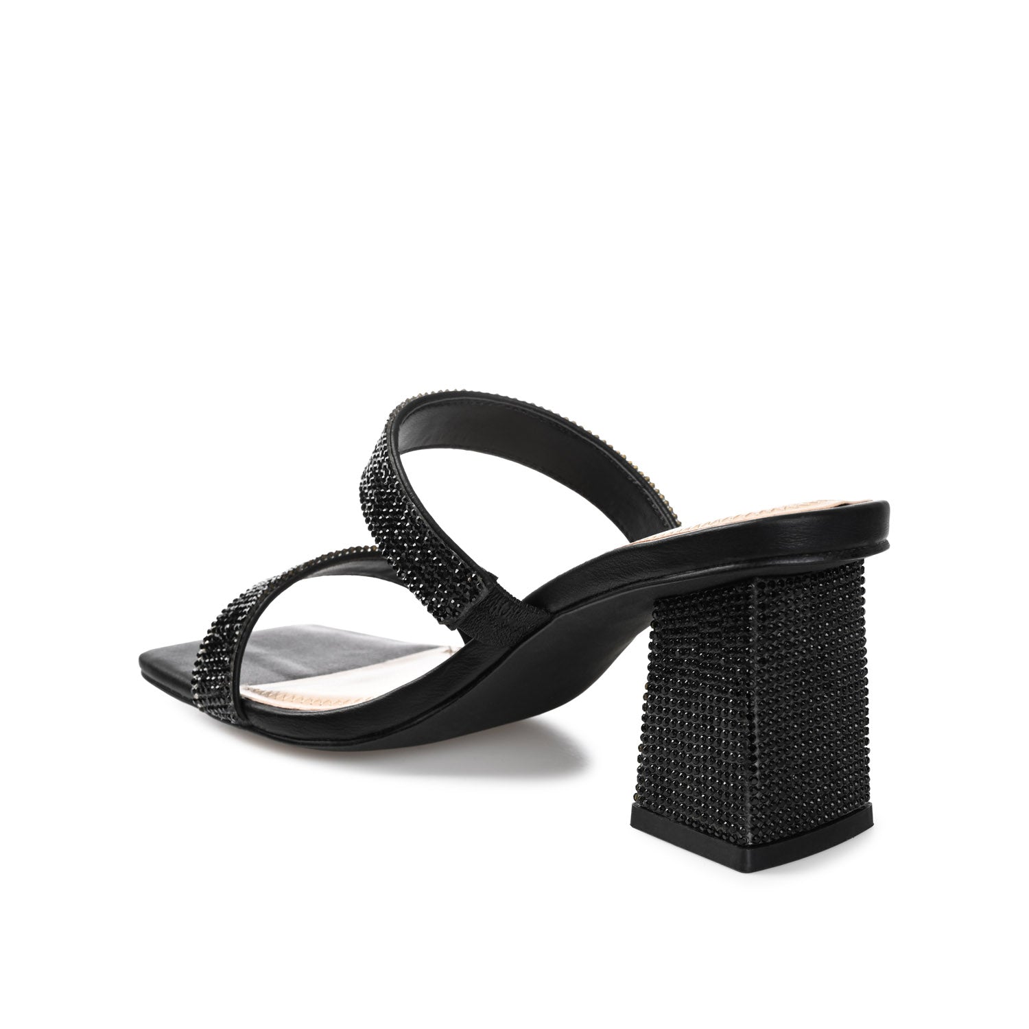 SHANDEE STRAPPY BLOCK HEELS IN FOIL - Black