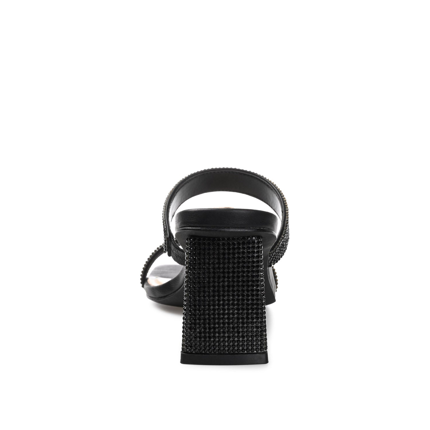 SHANDEE STRAPPY BLOCK HEELS IN FOIL - Black