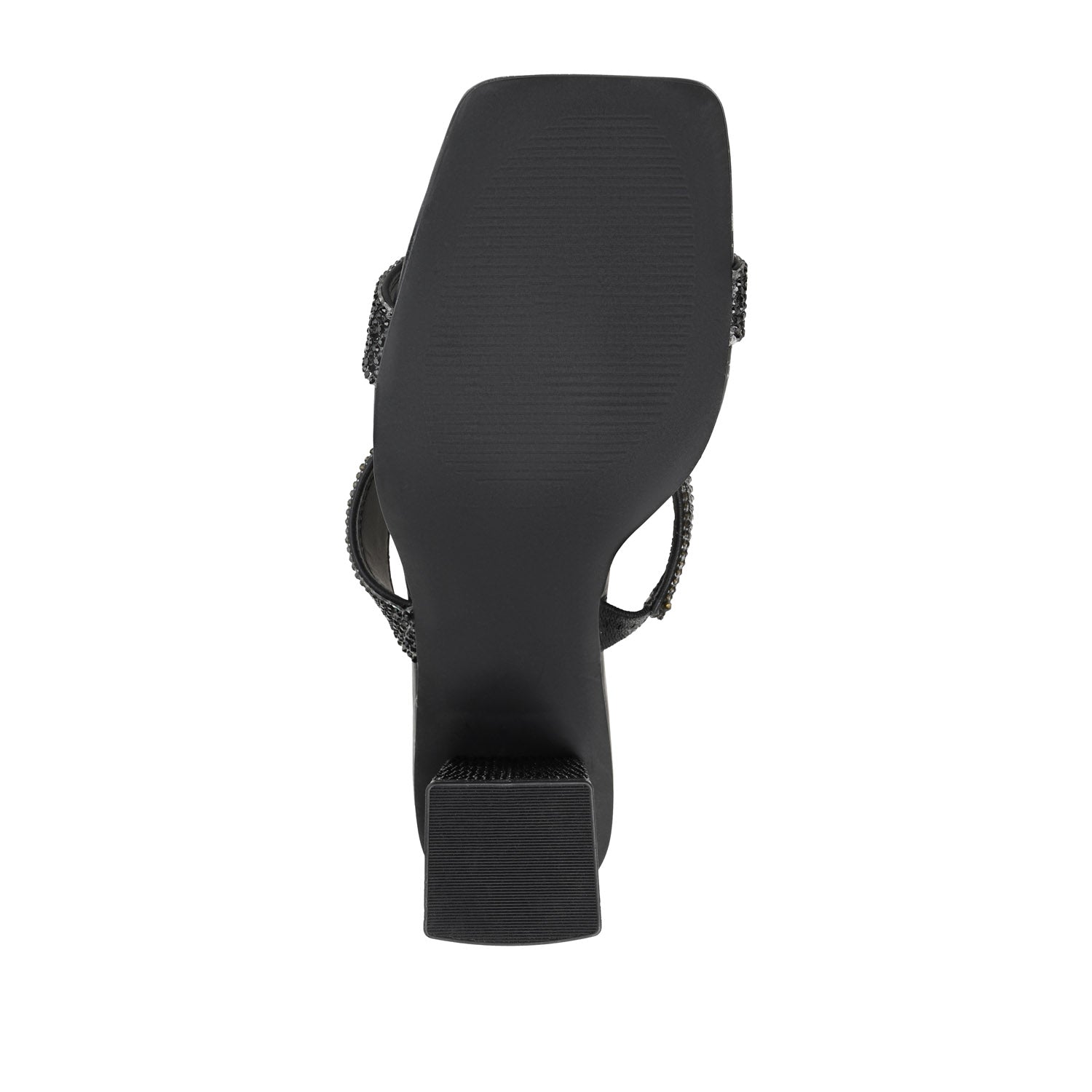 SHANDEE STRAPPY BLOCK HEELS IN FOIL - Black