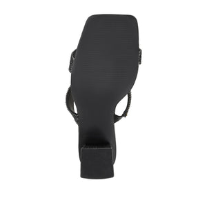 SHANDEE STRAPPY BLOCK HEELS IN FOIL - Black