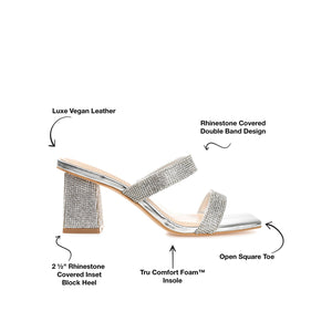 SHANDEE STRAPPY BLOCK HEELS IN FOIL - Silver