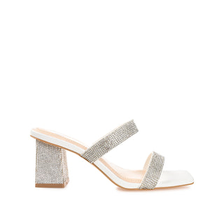 SHANDEE STRAPPY BLOCK HEELS IN FOIL