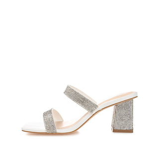 SHANDEE STRAPPY BLOCK HEELS IN FOIL