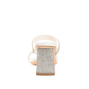 SHANDEE STRAPPY BLOCK HEELS IN FOIL