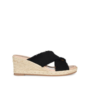 SHANNI ESPADRILLE WEDGE HEELED SANDALS - Black