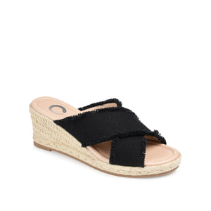 SHANNI ESPADRILLE WEDGE HEELED SANDALS - Black