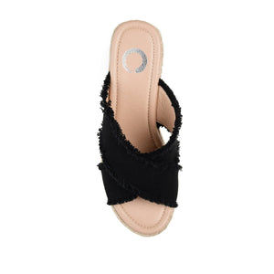 SHANNI ESPADRILLE WEDGE HEELED SANDALS - Black