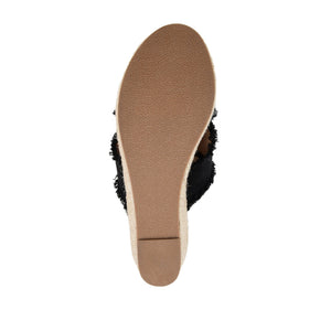 SHANNI ESPADRILLE WEDGE HEELED SANDALS - Black