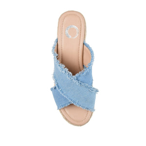 SHANNI ESPADRILLE WEDGE HEELED SANDALS - Light Denim