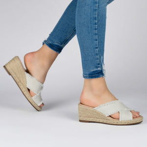 SHANNI ESPADRILLE WEDGE HEELED SANDALS - Beige