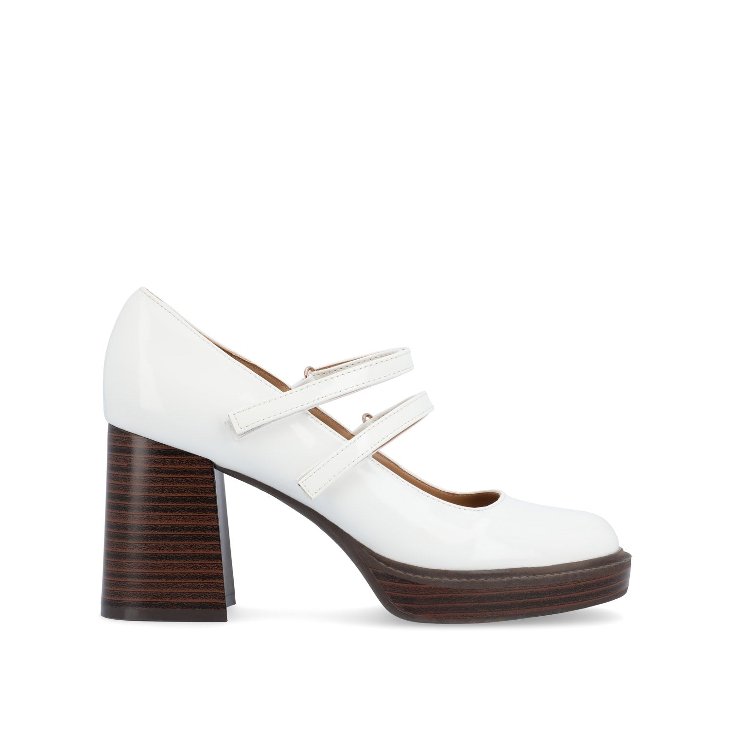 SHASTA MARY JANE PUMP HEELS IN PATENT - White