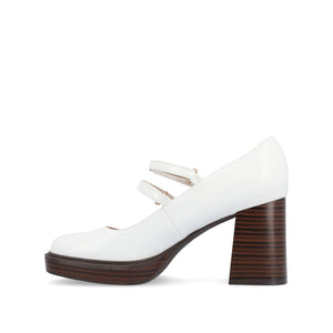 SHASTA MARY JANE PUMP HEELS IN WIDE - White