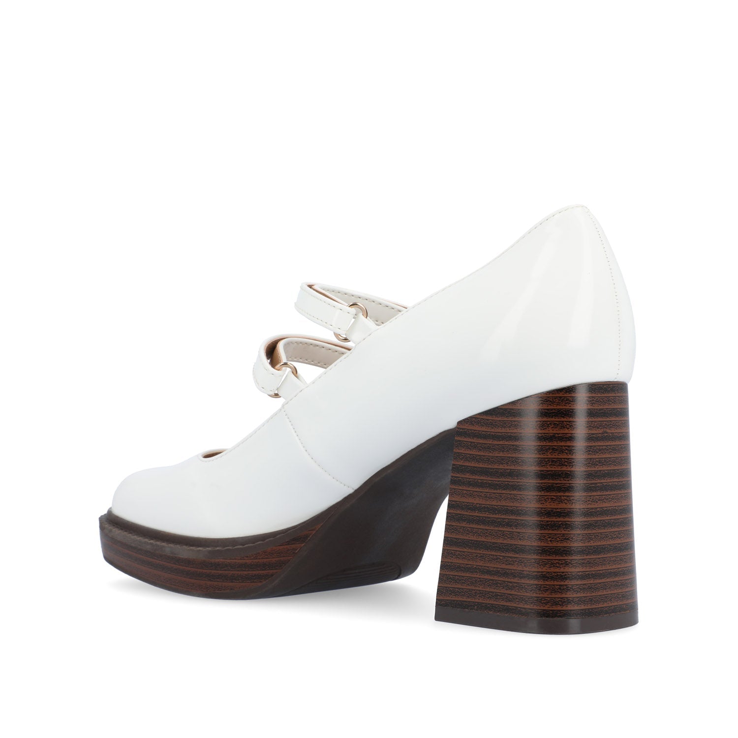 SHASTA MARY JANE PUMP HEELS IN PATENT - White