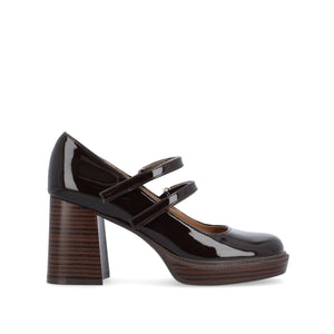 SHASTA MARY JANE PUMP HEELS IN PATENT - Brown