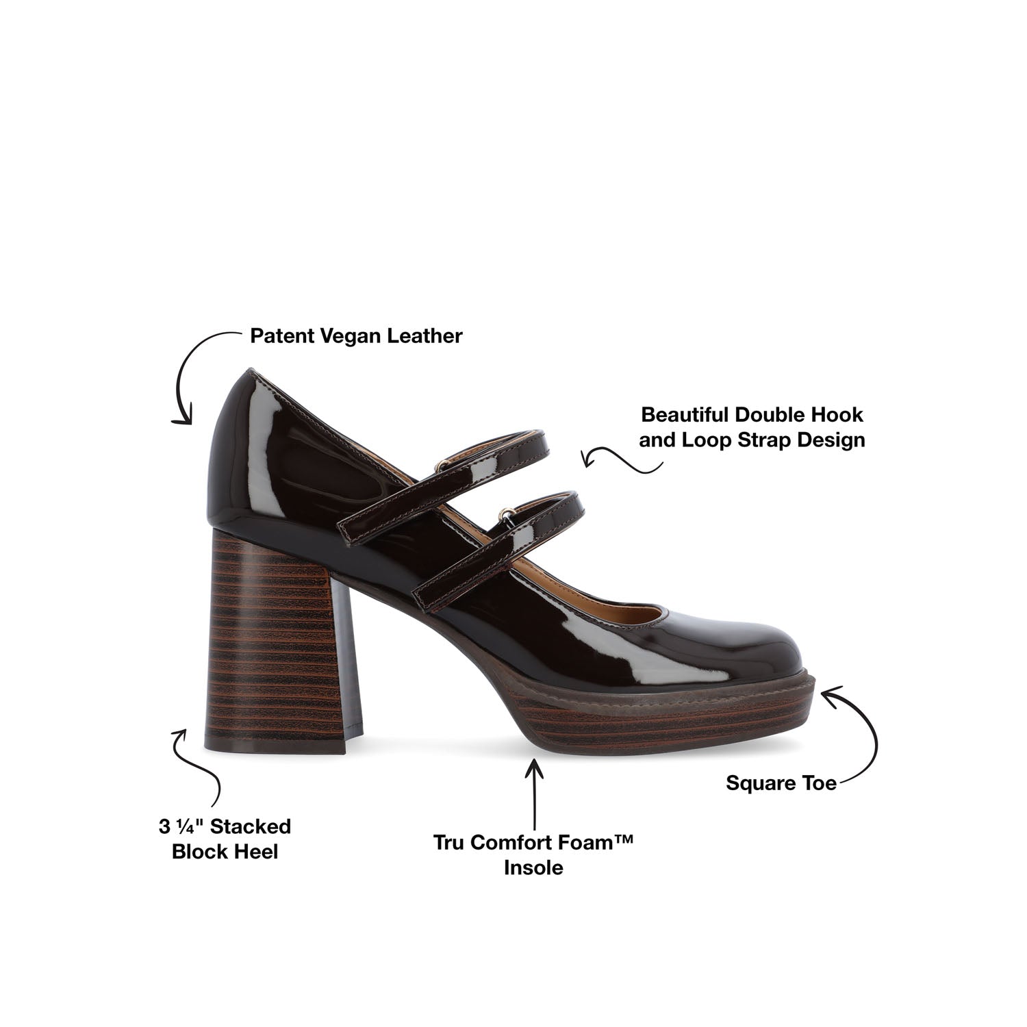 SHASTA MARY JANE PUMP HEELS IN WIDE - Brown