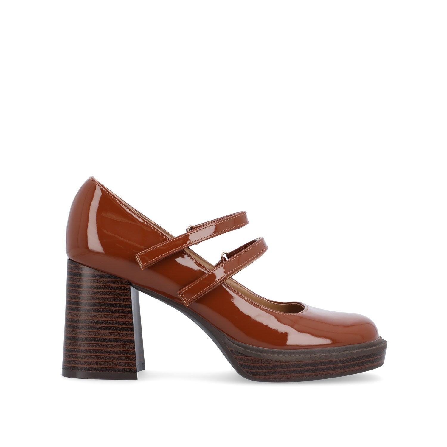 SHASTA MARY JANE PUMP HEELS IN PATENT - Cognac