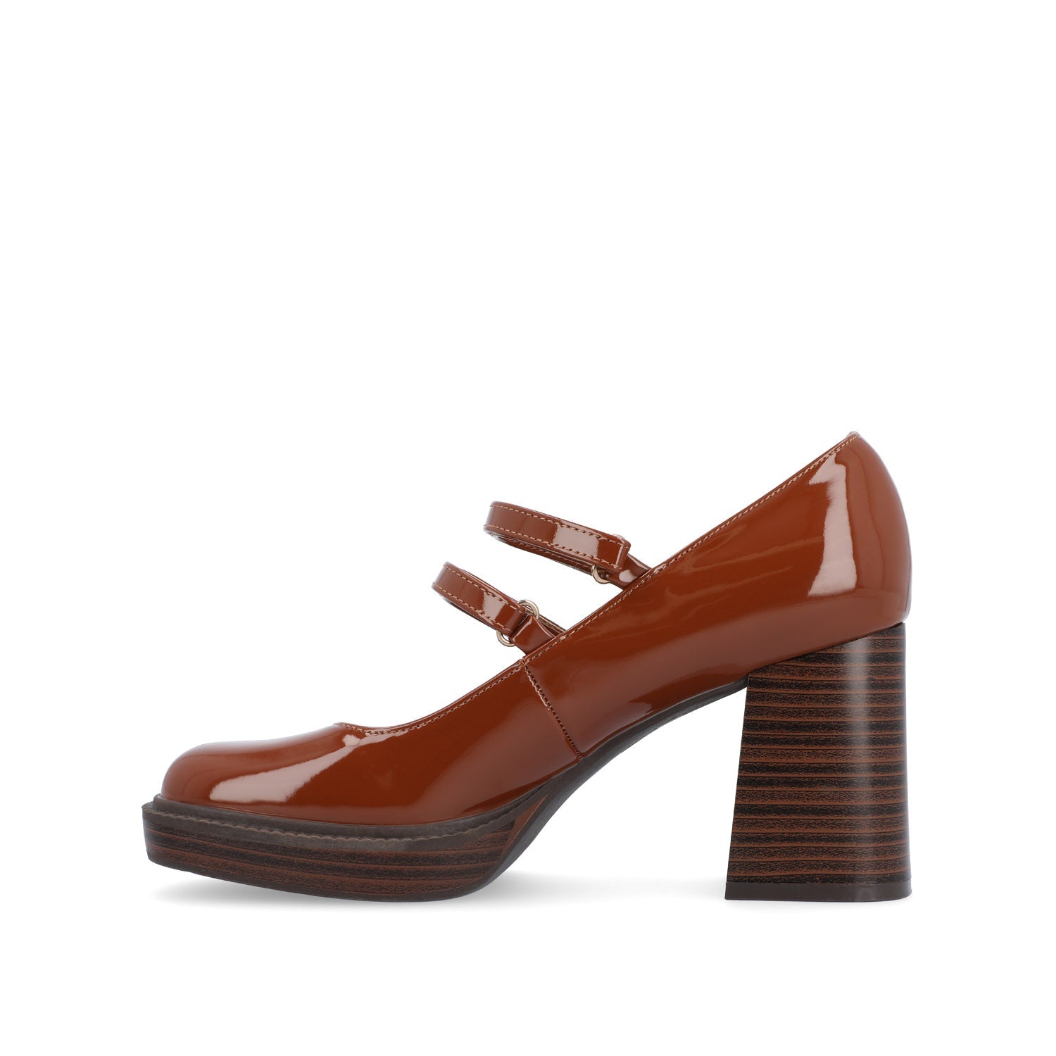 SHASTA MARY JANE PUMP HEELS IN PATENT - Cognac