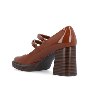 SHASTA MARY JANE PUMP HEELS IN PATENT - Cognac