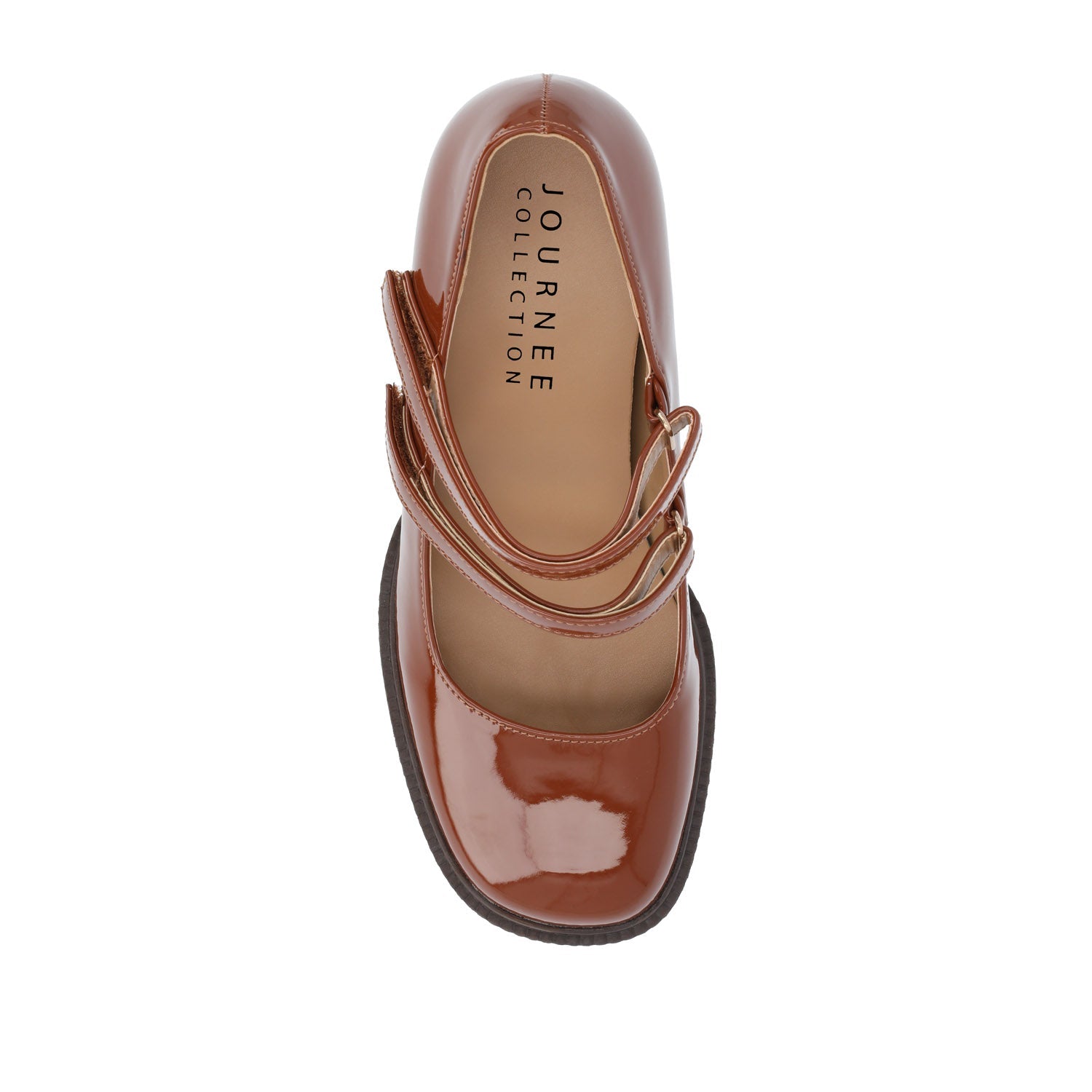 SHASTA MARY JANE PUMP HEELS IN PATENT - Cognac