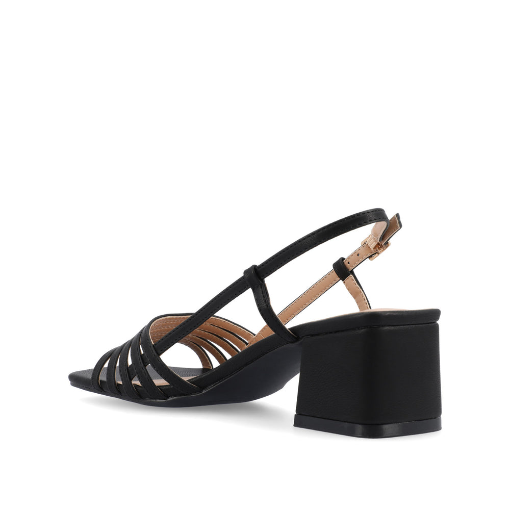 SHAYANA STRAPPY HEELS IN FAUX LEATHER IN WIDE