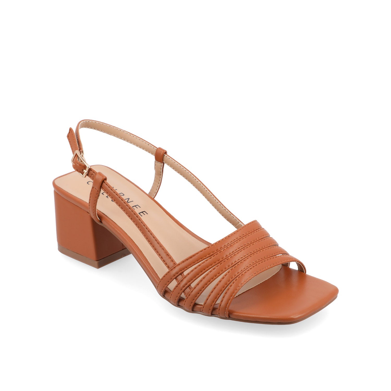 SHAYANA STRAPPY HEELS IN VEGAN LEATHER - Cognac