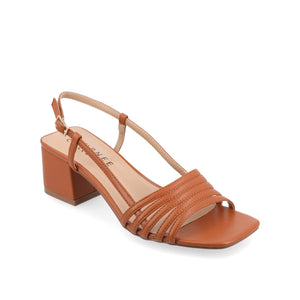SHAYANA STRAPPY HEELS IN VEGAN LEATHER - Cognac