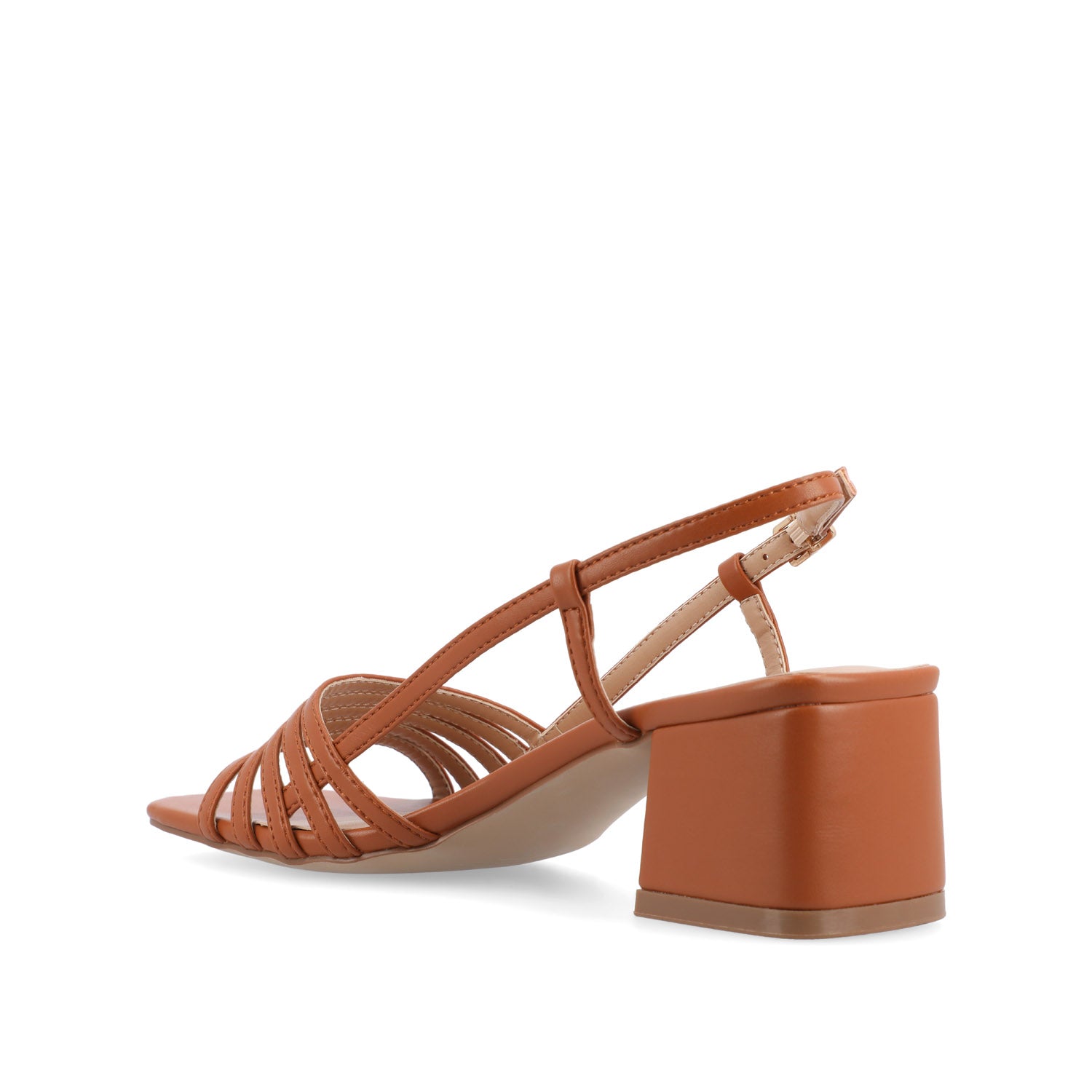 SHAYANA STRAPPY HEELS IN VEGAN LEATHER - Cognac
