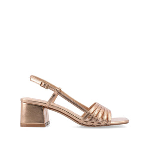 SHAYANA STRAPPY HEELS IN VEGAN LEATHER IN WIDE - Rose Gold