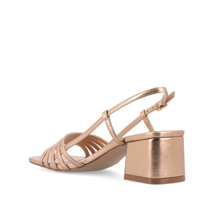 SHAYANA STRAPPY HEELS IN VEGAN LEATHER IN WIDE - Rose Gold