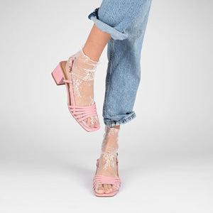 SHAYANA STRAPPY HEELS IN VEGAN LEATHER - Champagne PU