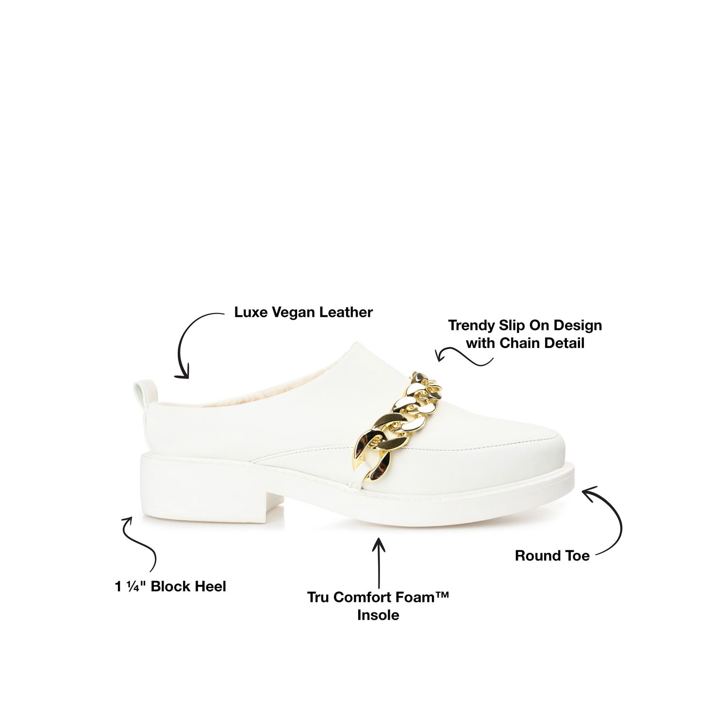 SHEAH LOAFER CLOGS IN VEGAN LEATHER - White