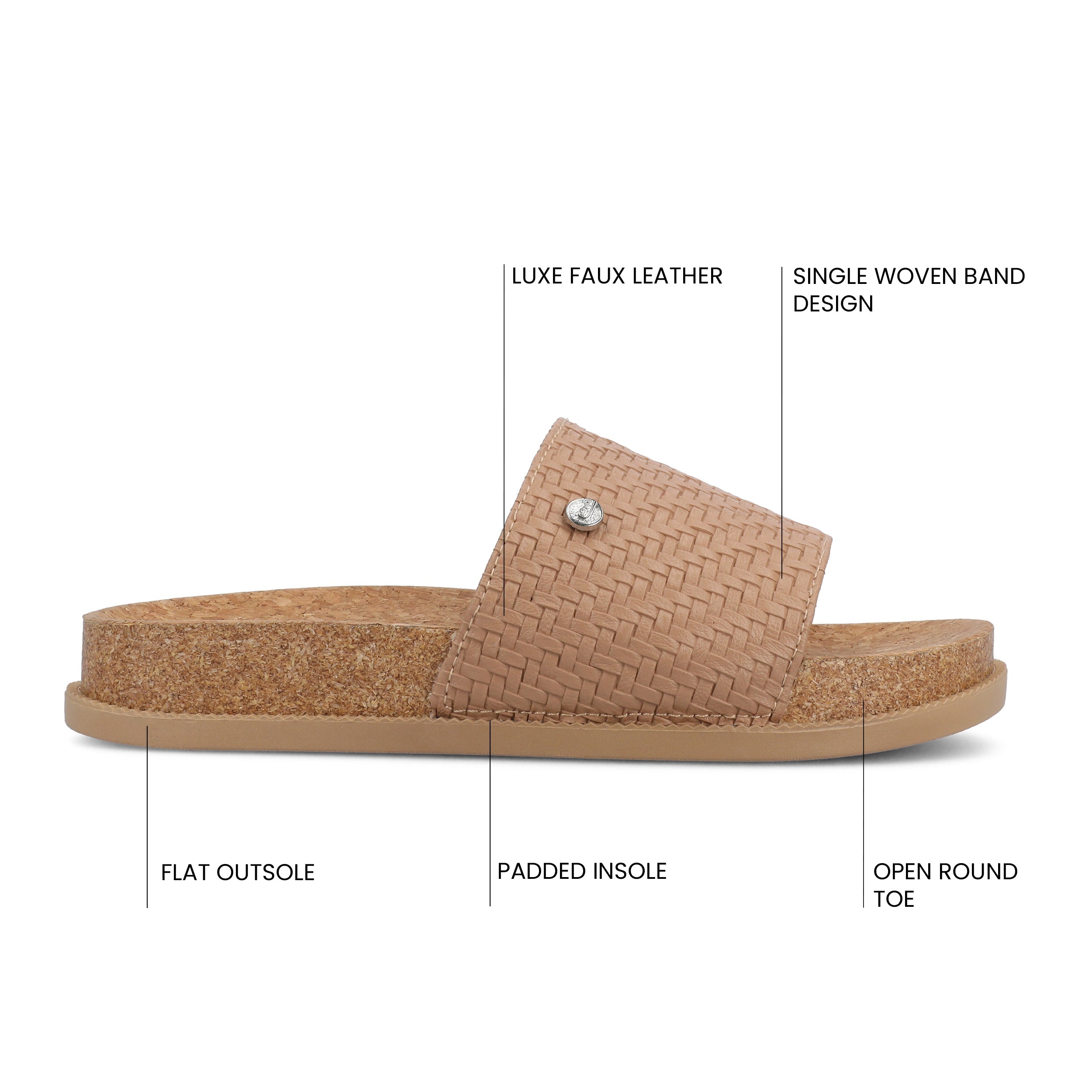 SHEENA SLIP ON BEACH SANDALS - Brown