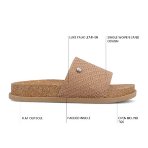 SHEENA SLIP ON BEACH SANDALS - Brown