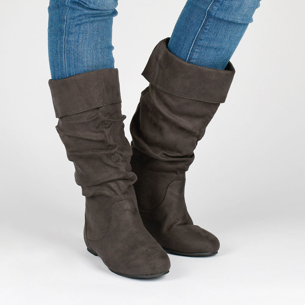 SHELLEY KNEE HIGH BOOTS IN FAUX SUEDE