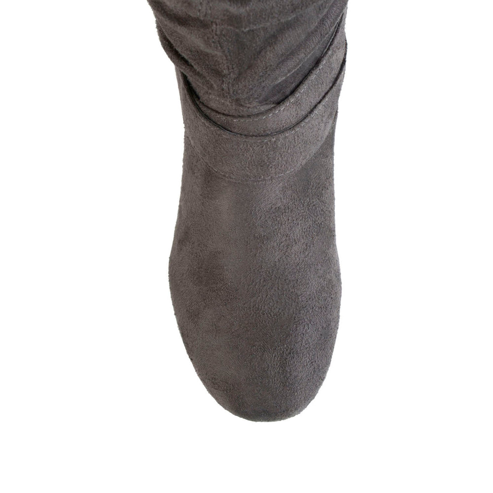 SHELLEY B KNEE HIGH BOOTS IN FAUX SUEDE