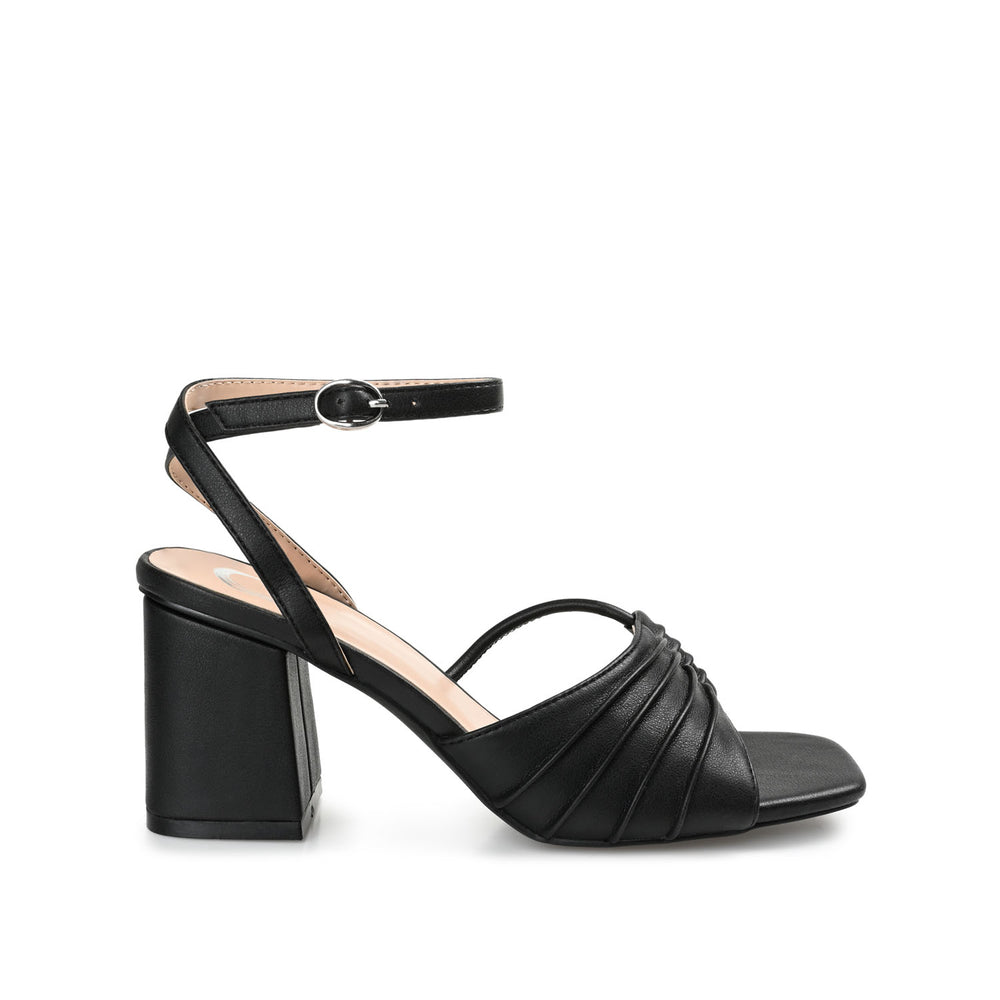 SHILLO STRAPPY BLOCK HEELS IN FAUX LEATHER