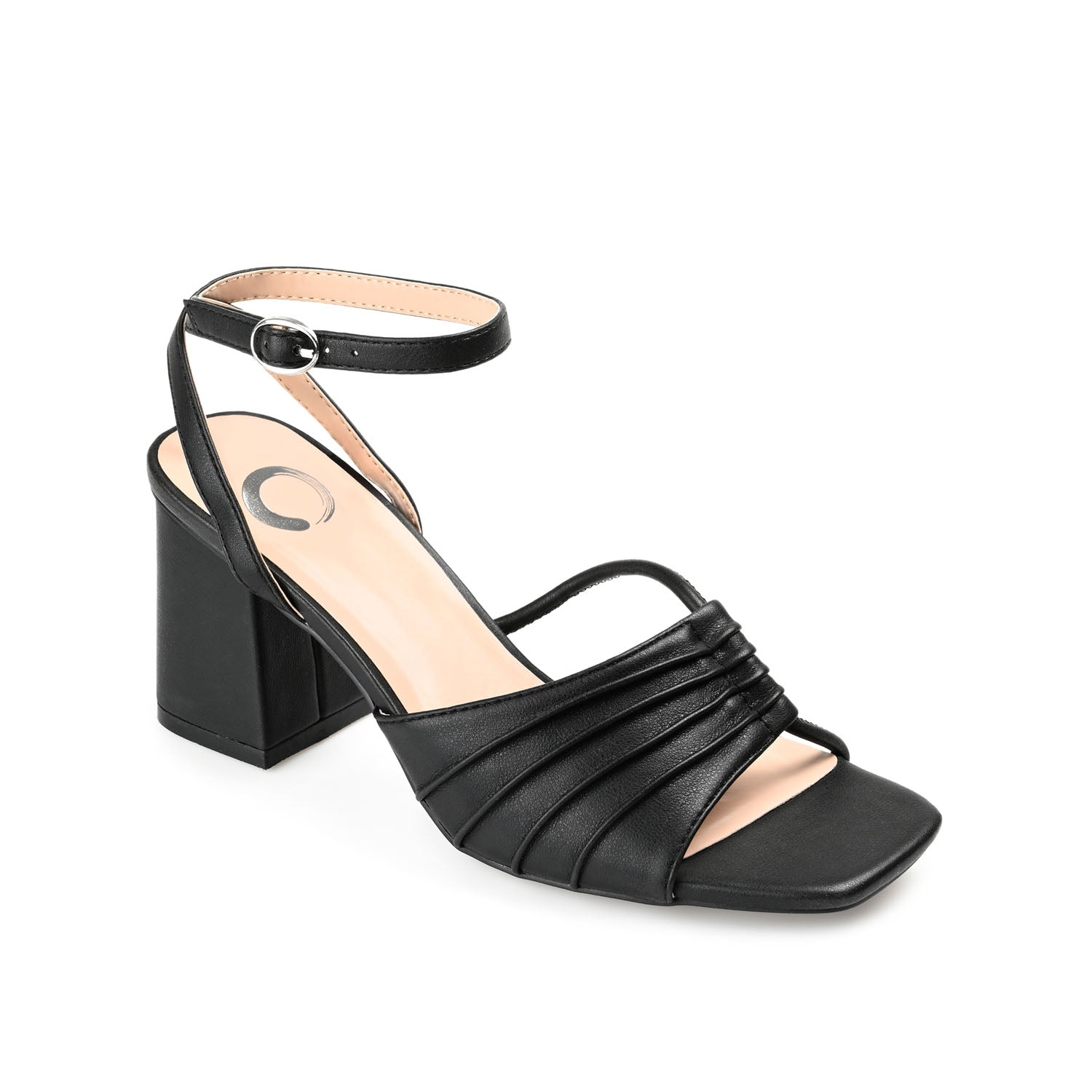 SHILLO STRAPPY BLOCK HEELS IN VEGAN LEATHER - Black