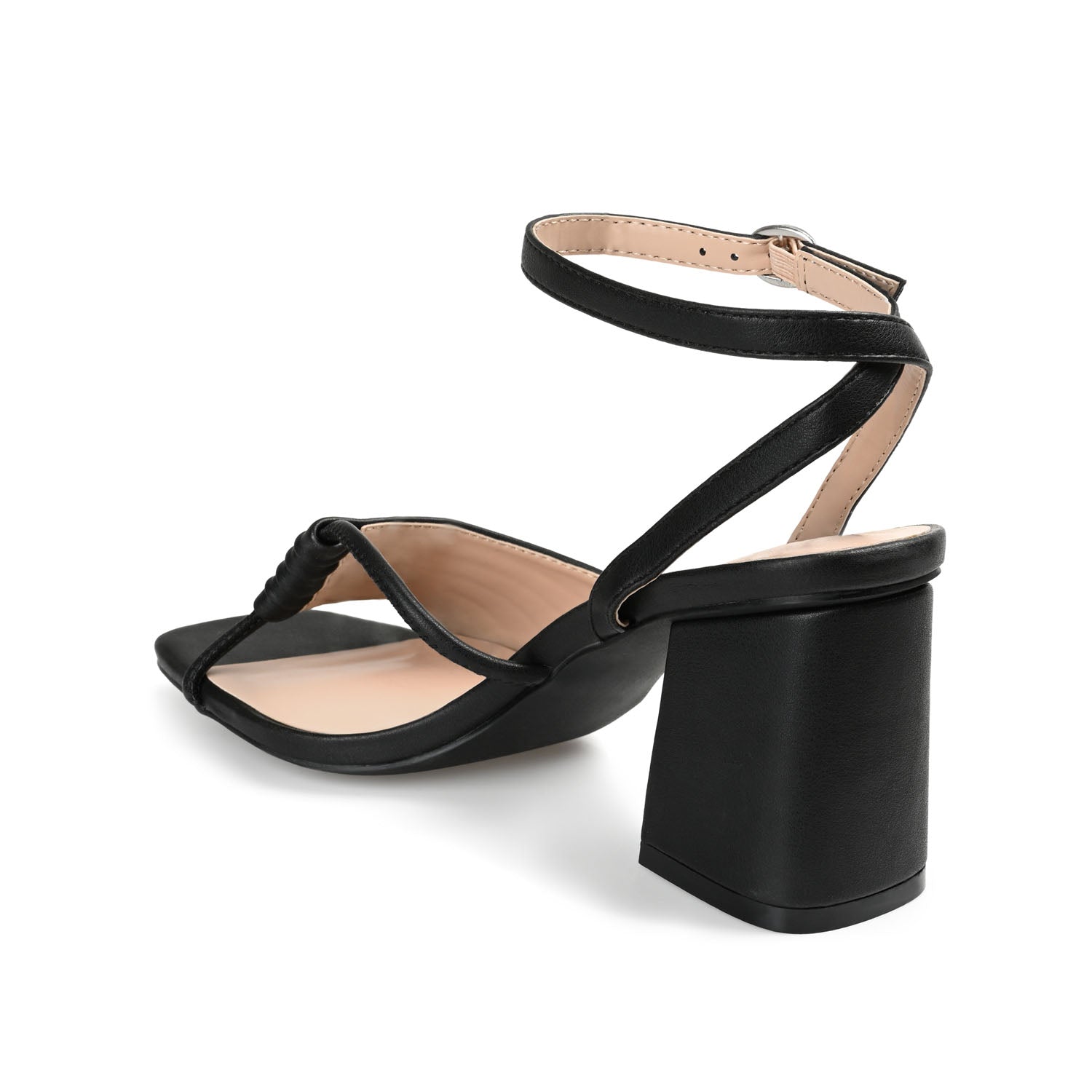 SHILLO STRAPPY BLOCK HEELS IN VEGAN LEATHER - Black